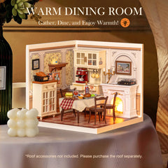 Close-up of Rolife mini dining room kit assembly parts