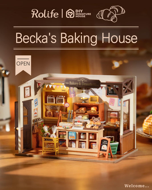 Rolife dollhouse kit LED lighting inside creates warm ambient glow