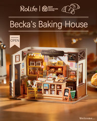 Rolife dollhouse kit LED lighting inside creates warm ambient glow
