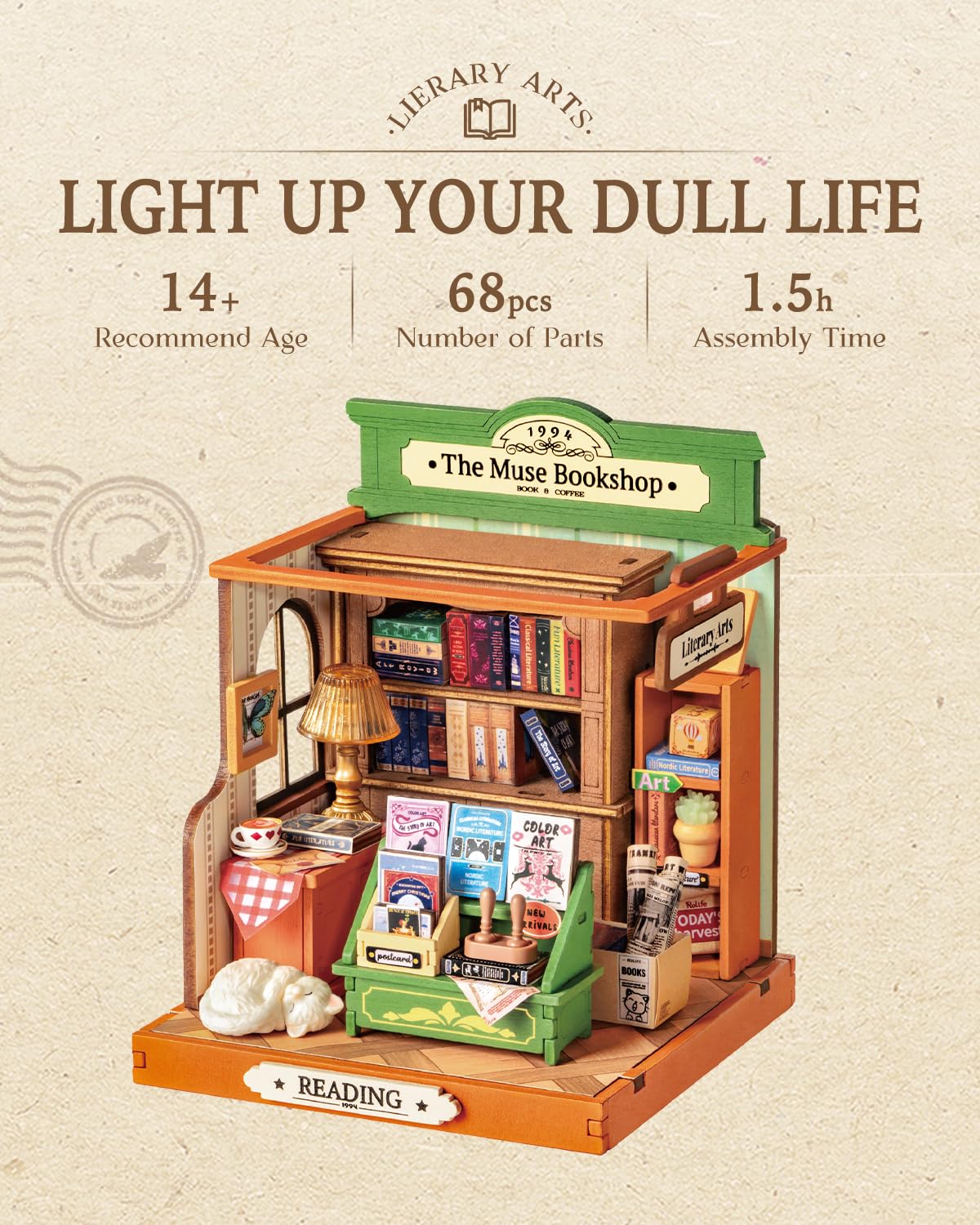Rolife Muse Bookshop assembly instructions support easy setup.
