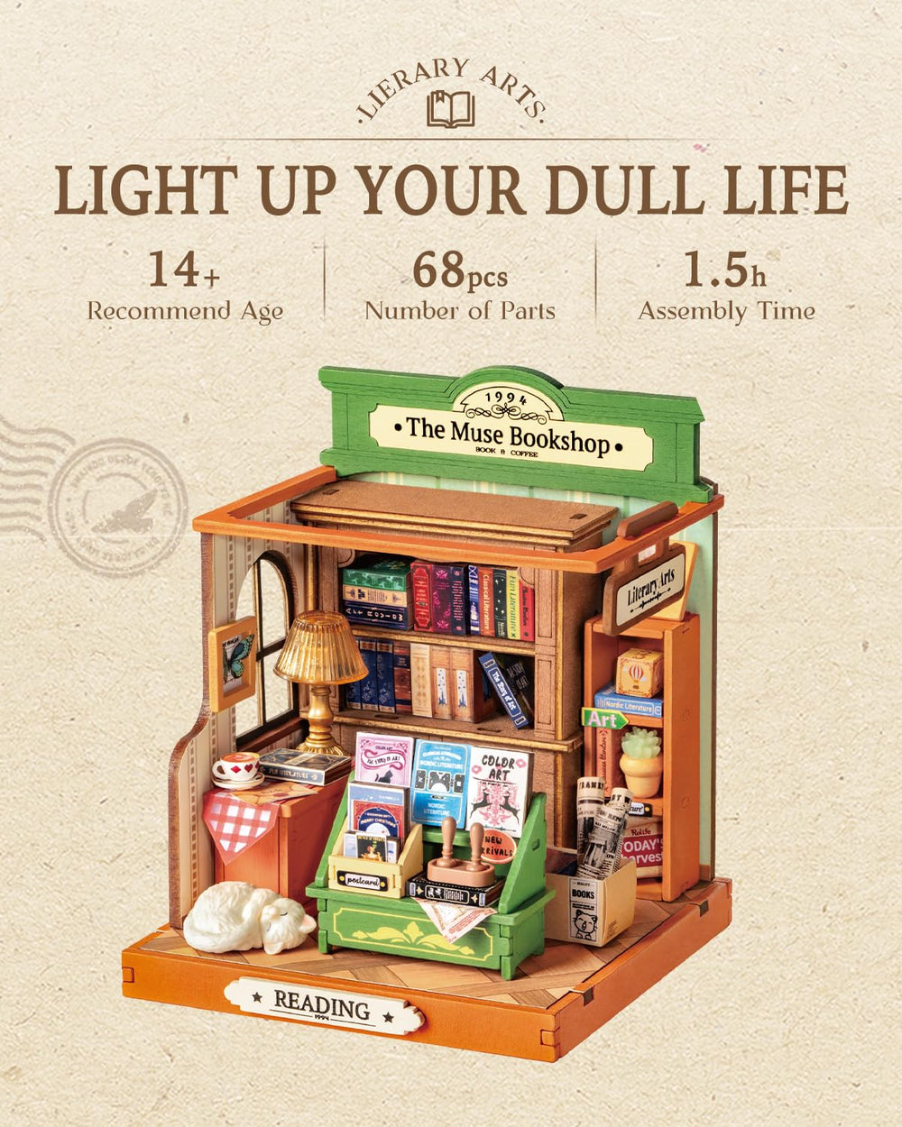 Rolife Muse Bookshop assembly instructions support easy setup.