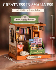 Rolife Muse Bookshop window display highlights daylight ambience.