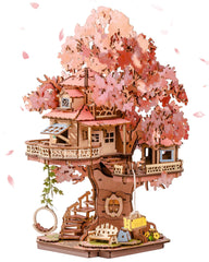 Rolife Sakura Tree House swing detail for charming display and storytelling.