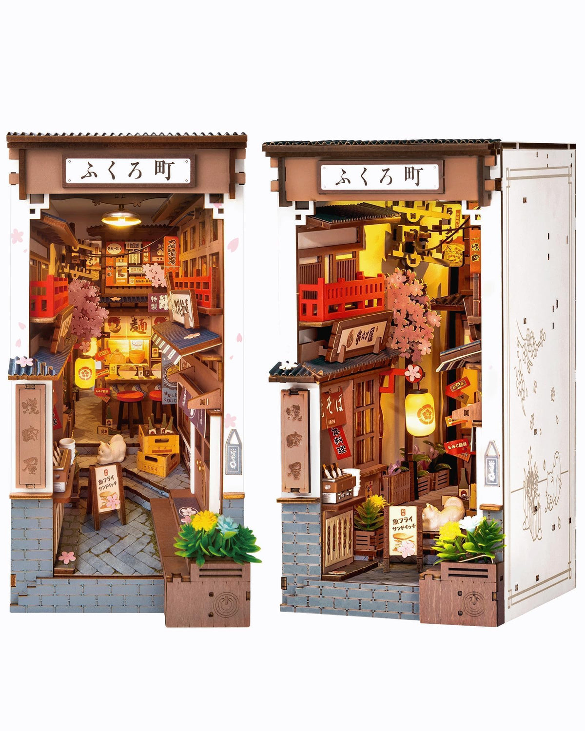 Rolife Sakura Wine Alley mirror infinity creates deep, endless alley illusion for bookshelf decor and mood.