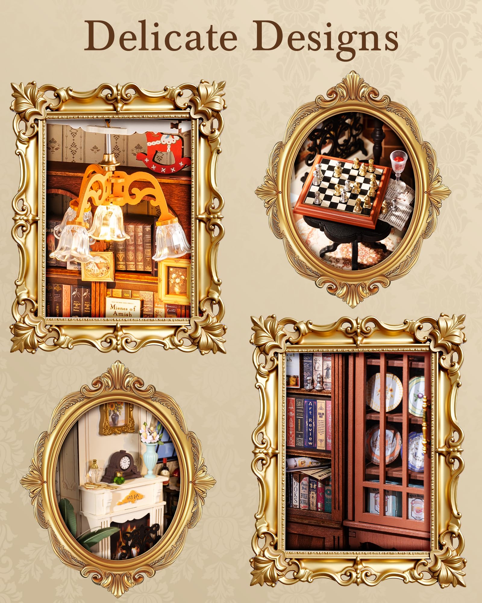 Rolife chandelier detail enhances vintage charm in miniature