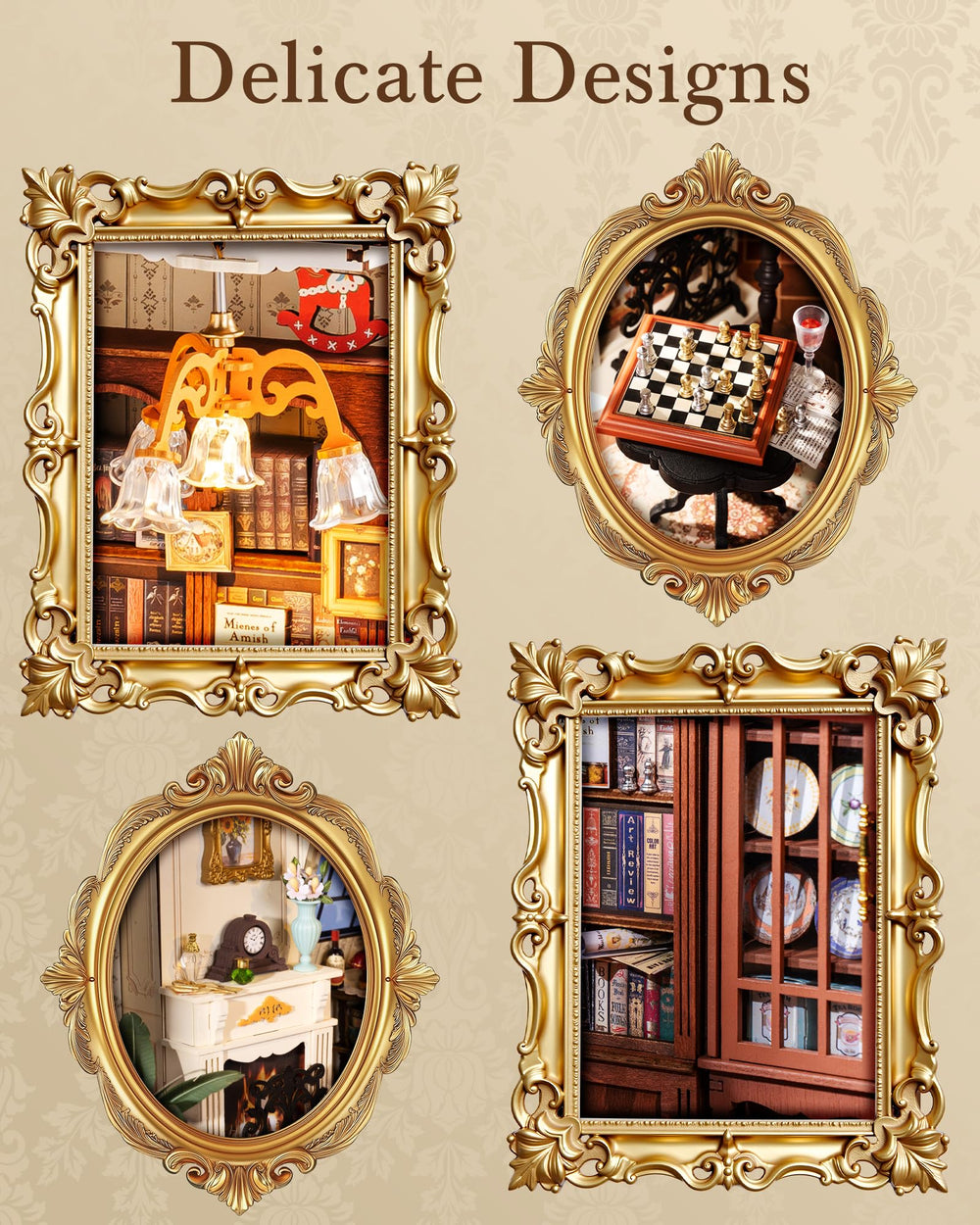 Rolife chandelier detail enhances vintage charm in miniature