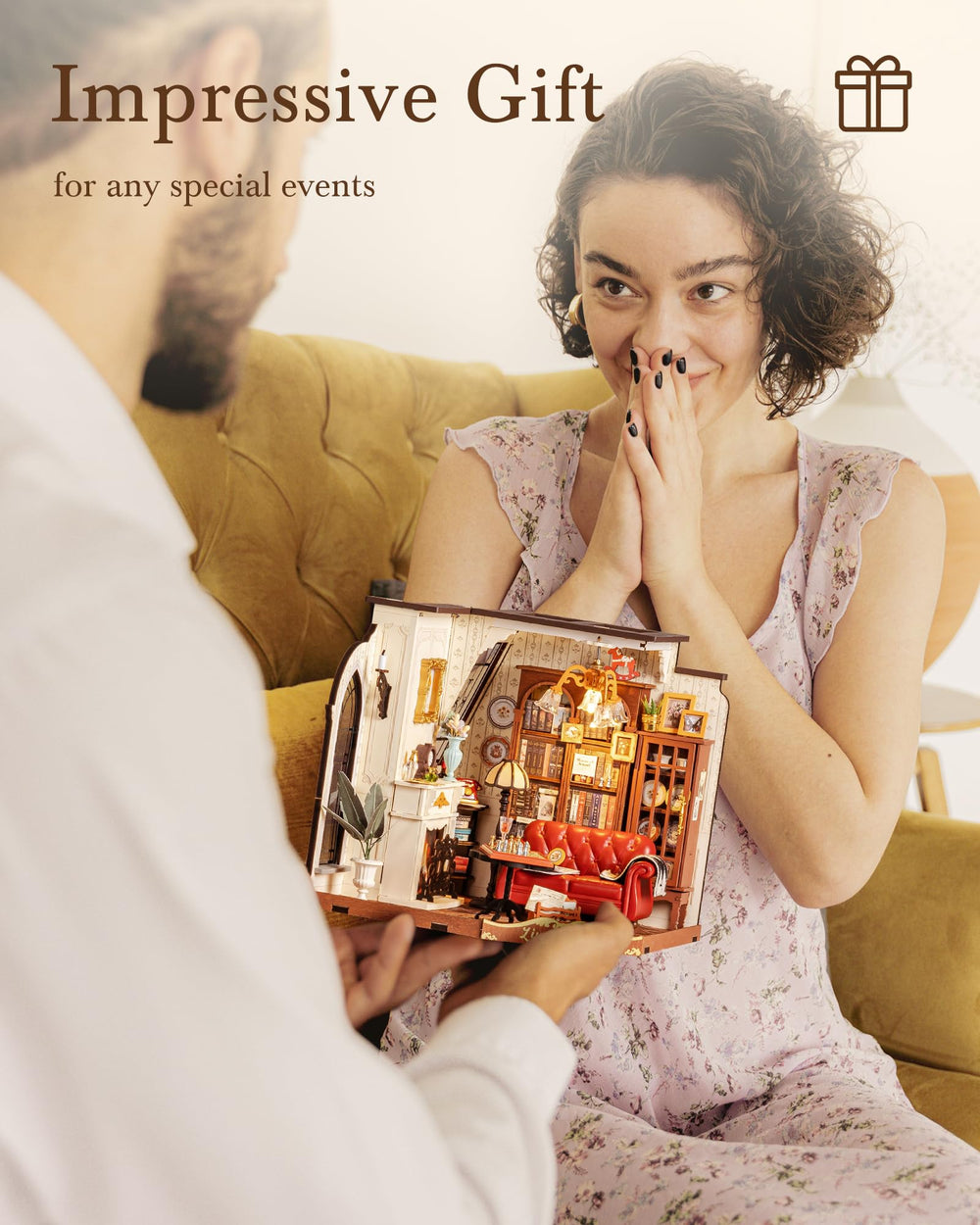 Rolife dollhouse display-ready parlor ideal for shelf decor and photos