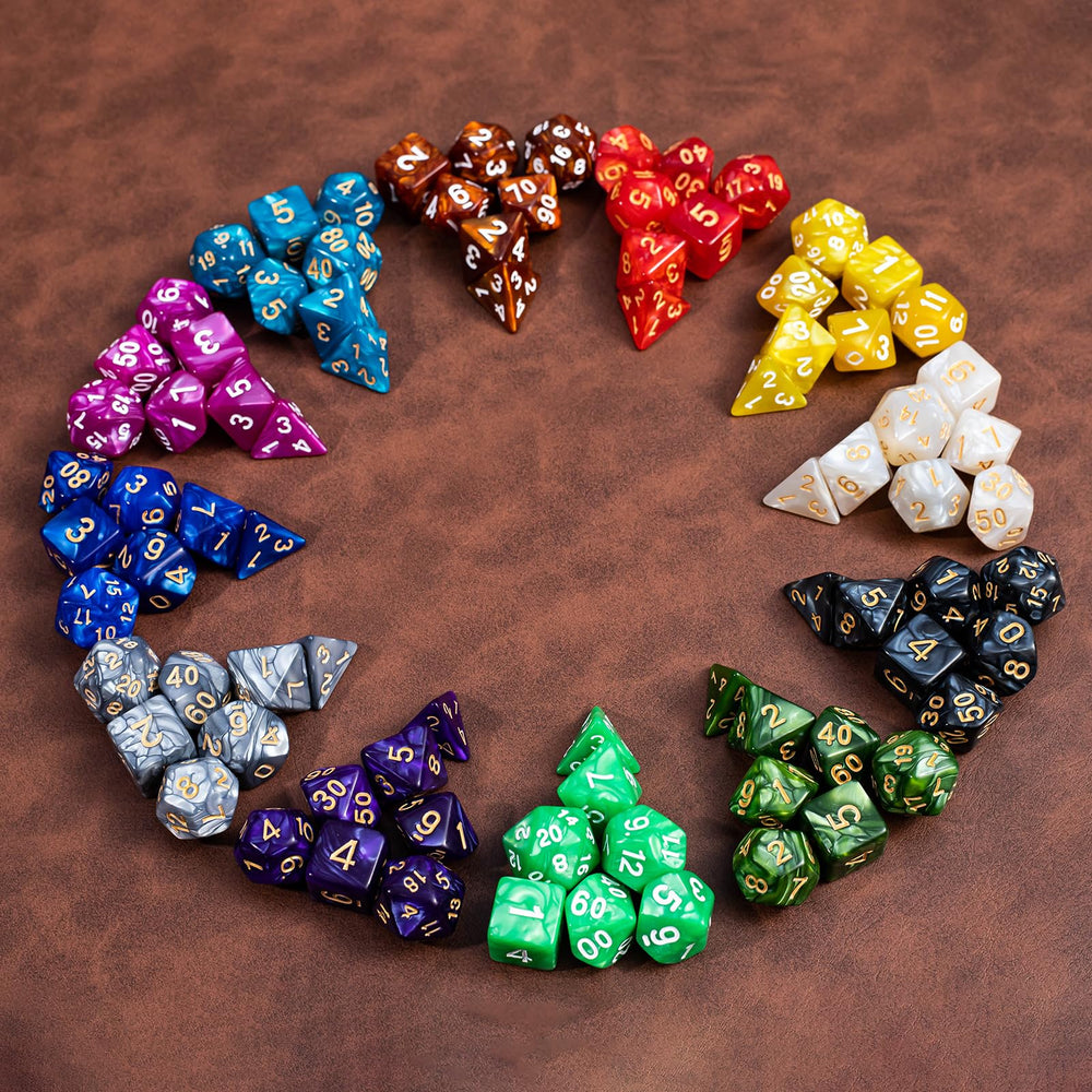 Rolledomain dice with pearlescent number finish for readability