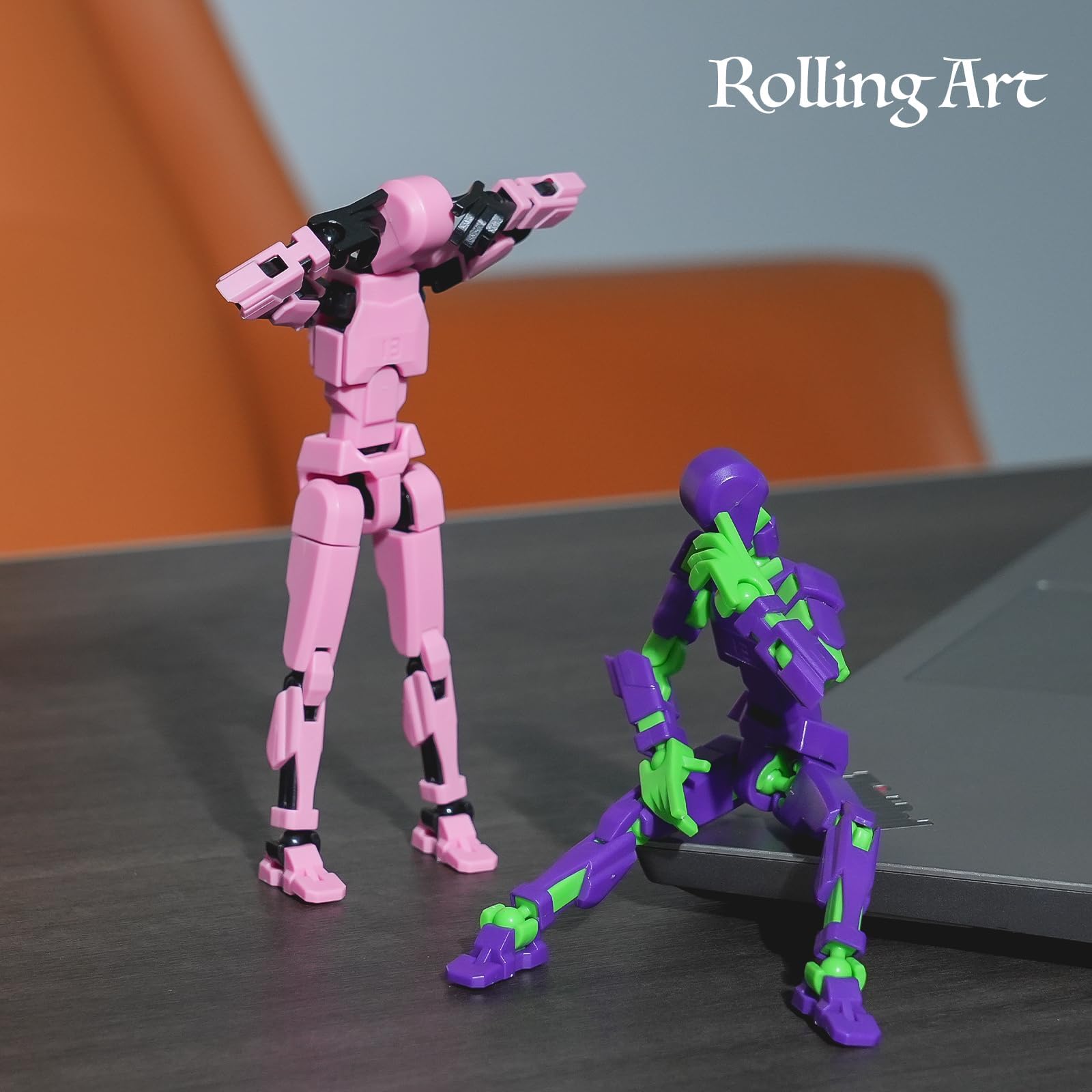 Rolling Art poseable figure showing flexible joints for dynamic poses
