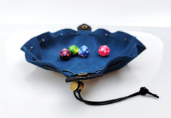 Rollooo dice bag opened to reveal large access for quick dice retrieval.