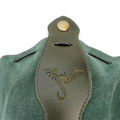 Rollooo gift-ready leather dice bag, perfect for adventurers and dragon lovers