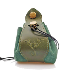 Rollooo leather dice bag with dragon tray for quick dice access during play