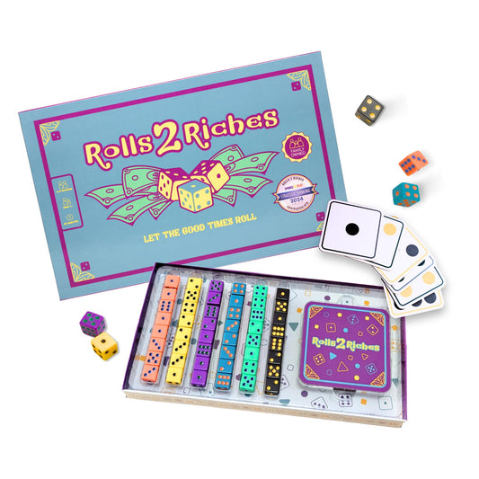 Rolls 2 Riches magnetic box keeps components secure during play and travel.