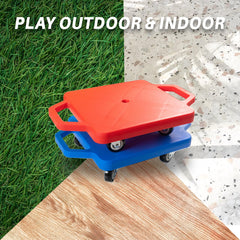 Romrex scooter board includes hoops and corn bags for versatile games.
