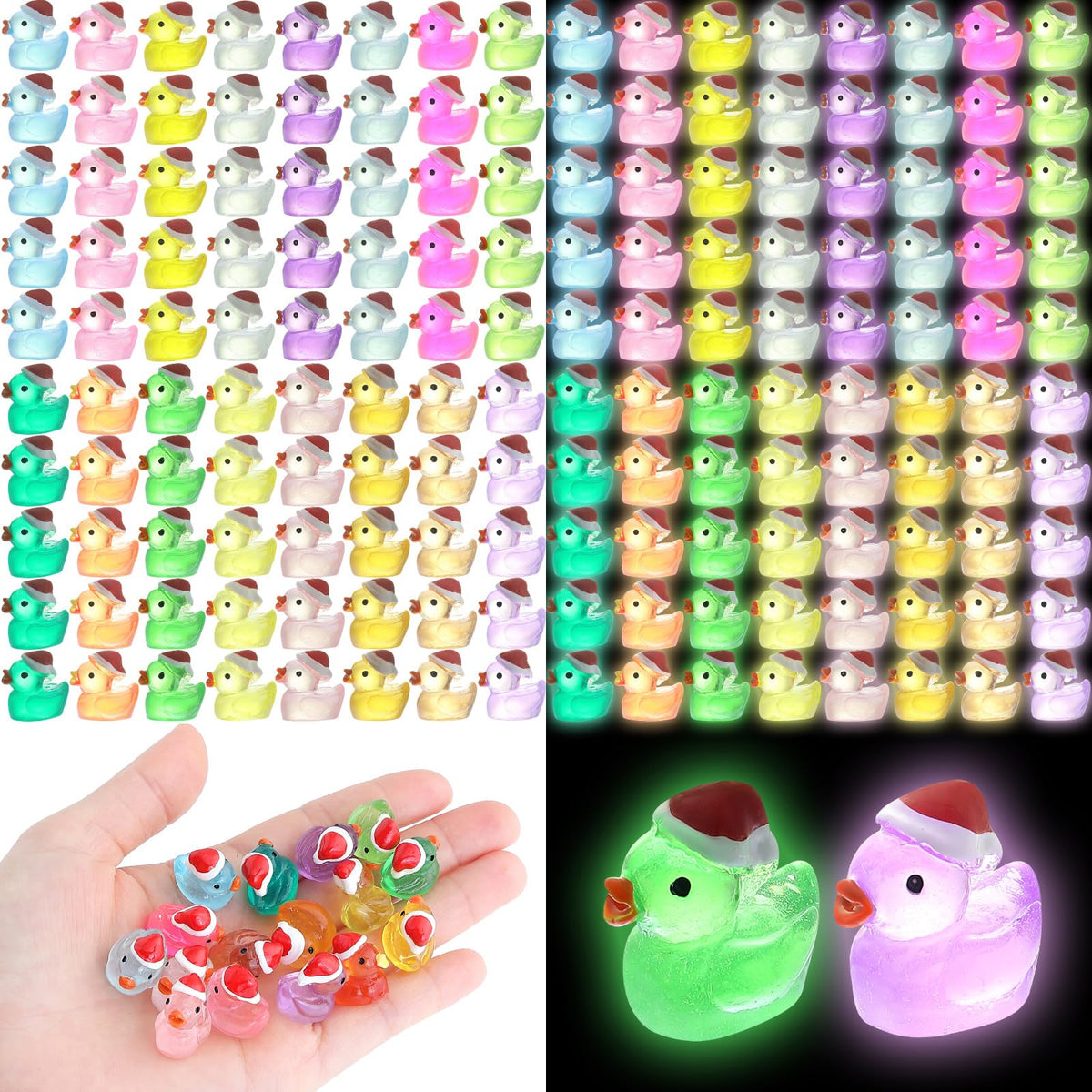 ROMROC luminous mini ducks in bright colors for festive decor and crafts.