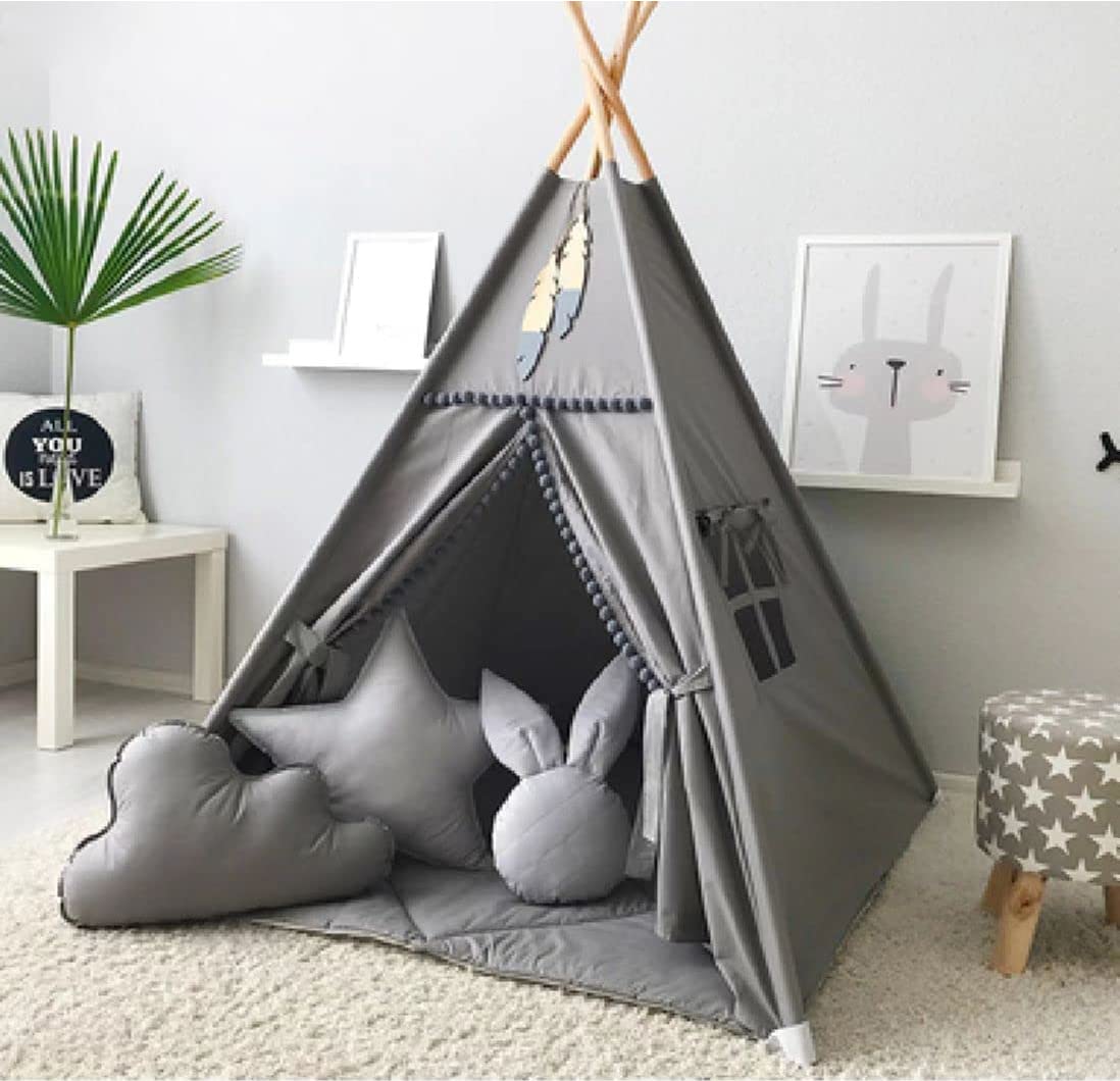 RONGFA Kids Teepee natural wooden poles ensure safe build