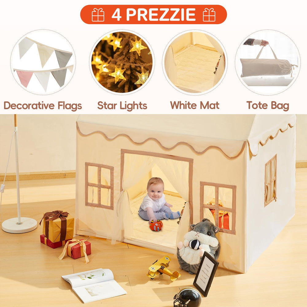 RONGFA playhouse tent interior showing roomy space for reading or naps