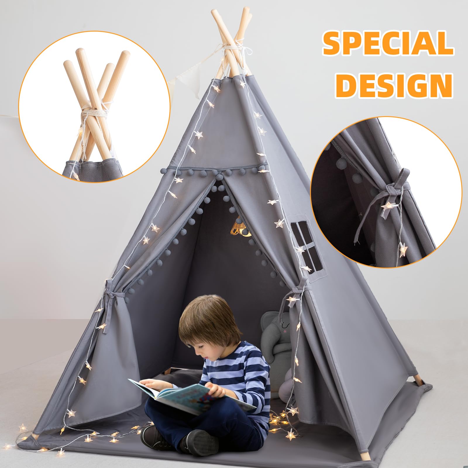 RONGFA Teepee Tent supports indoor-outdoor play and imaginative fun