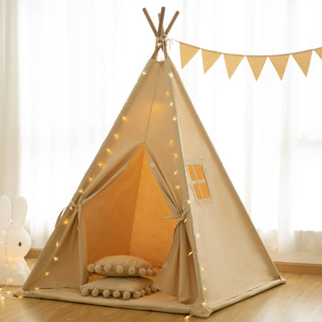 Kids reading inside the RongFa teepee for imaginative time