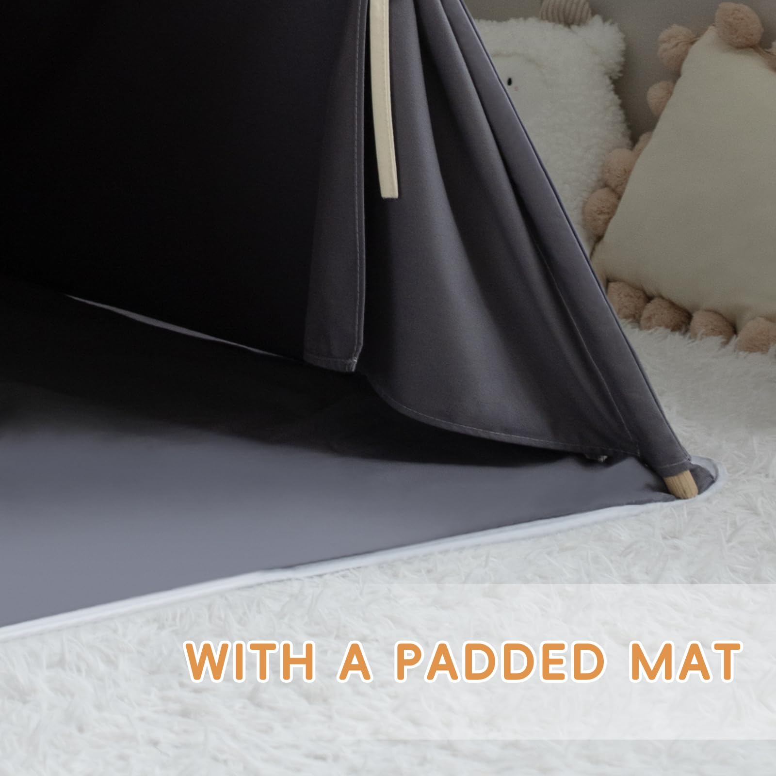 RONGFA tepee tent fabric close-up highlighting premium cotton canvas.
