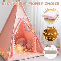 RONGFA pink teepee interior with mat, ideal floor time for kids