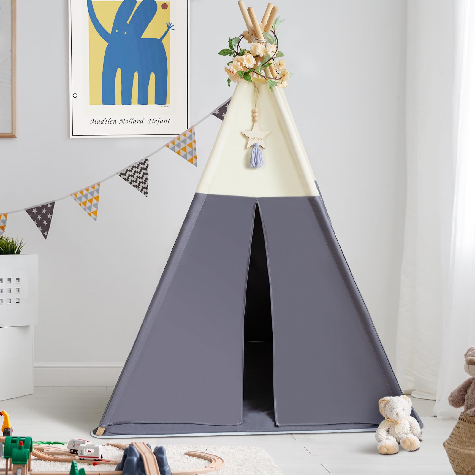 RONGFA teepee size 48x48x56 inches fits 2–3 children.
