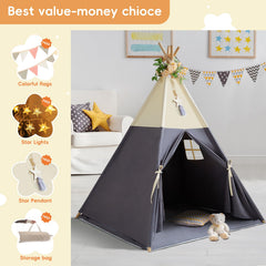 RONGFA tepee tent solid wood poles reinforce sturdy frame.