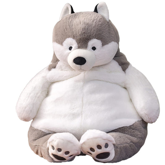 Ronivia Husky weighted plush pillow front view showing large cuddle-friendly design