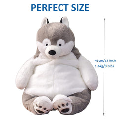Ronivia Husky weighted plush pillow in bed for cozy sleep support