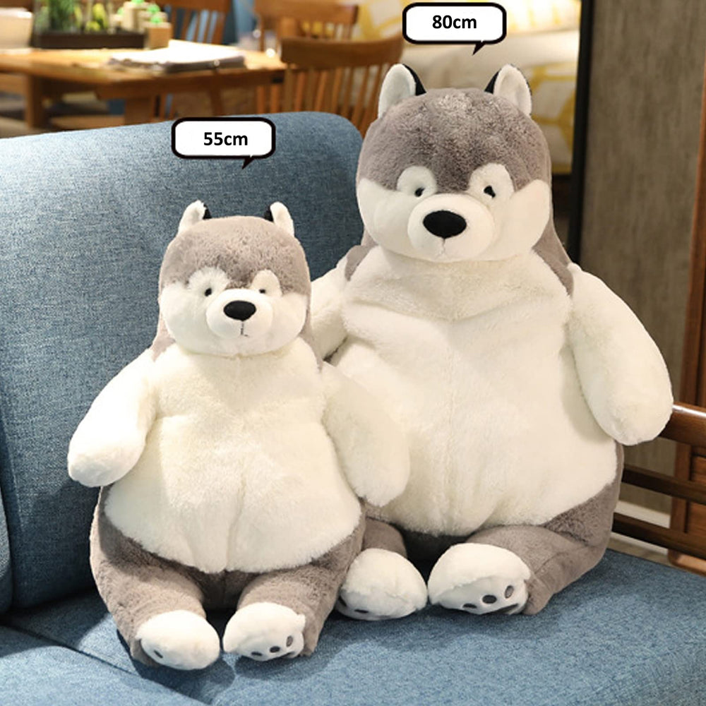 Ronivia Husky weighted plush pillow on sofa for relaxing decor