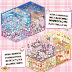 Ronlor 3D house stickers set highlights vibrant elements for playful miniature scenes.