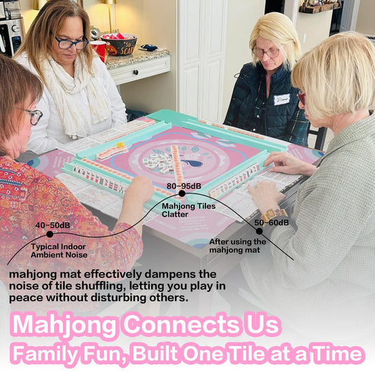 Roocn Mahjong Mat with noise-reducing backing helps keep game night quiet