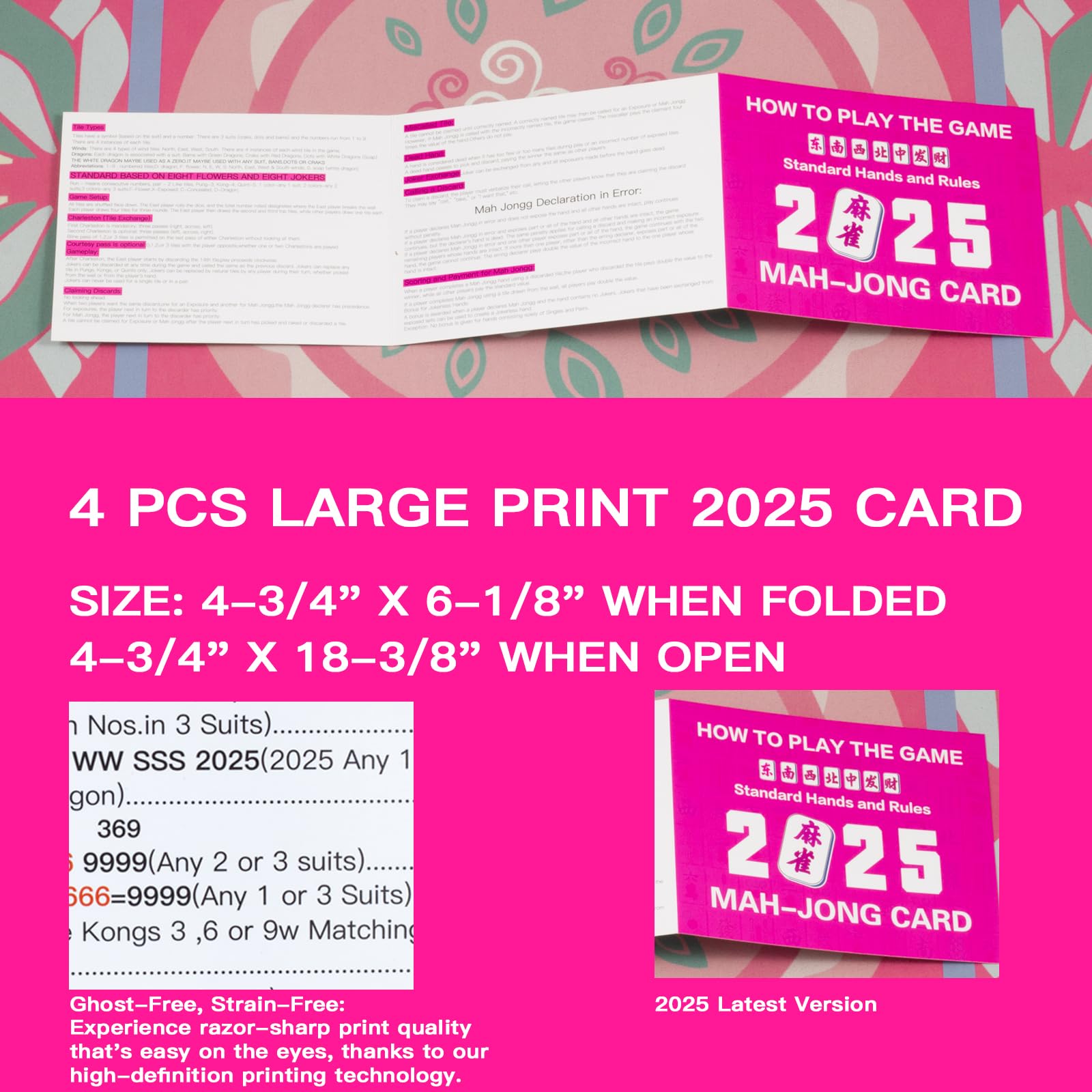 Roocn pink color-coded rule cards aid fast rule finding during play