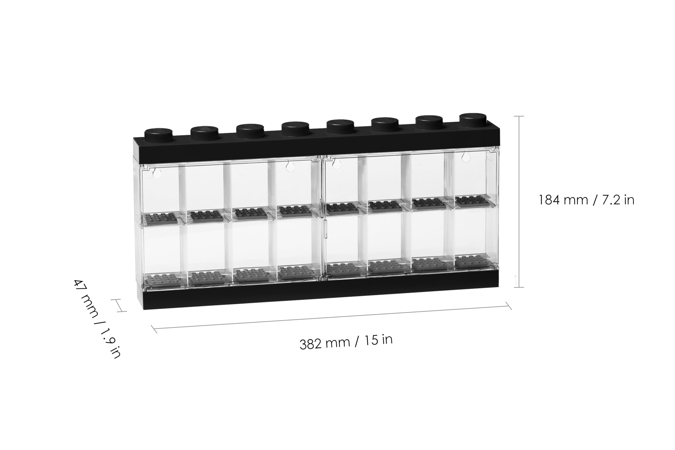 Room Copenhagen display case stackable lego faces keeps figures organized for easy wall displays.
