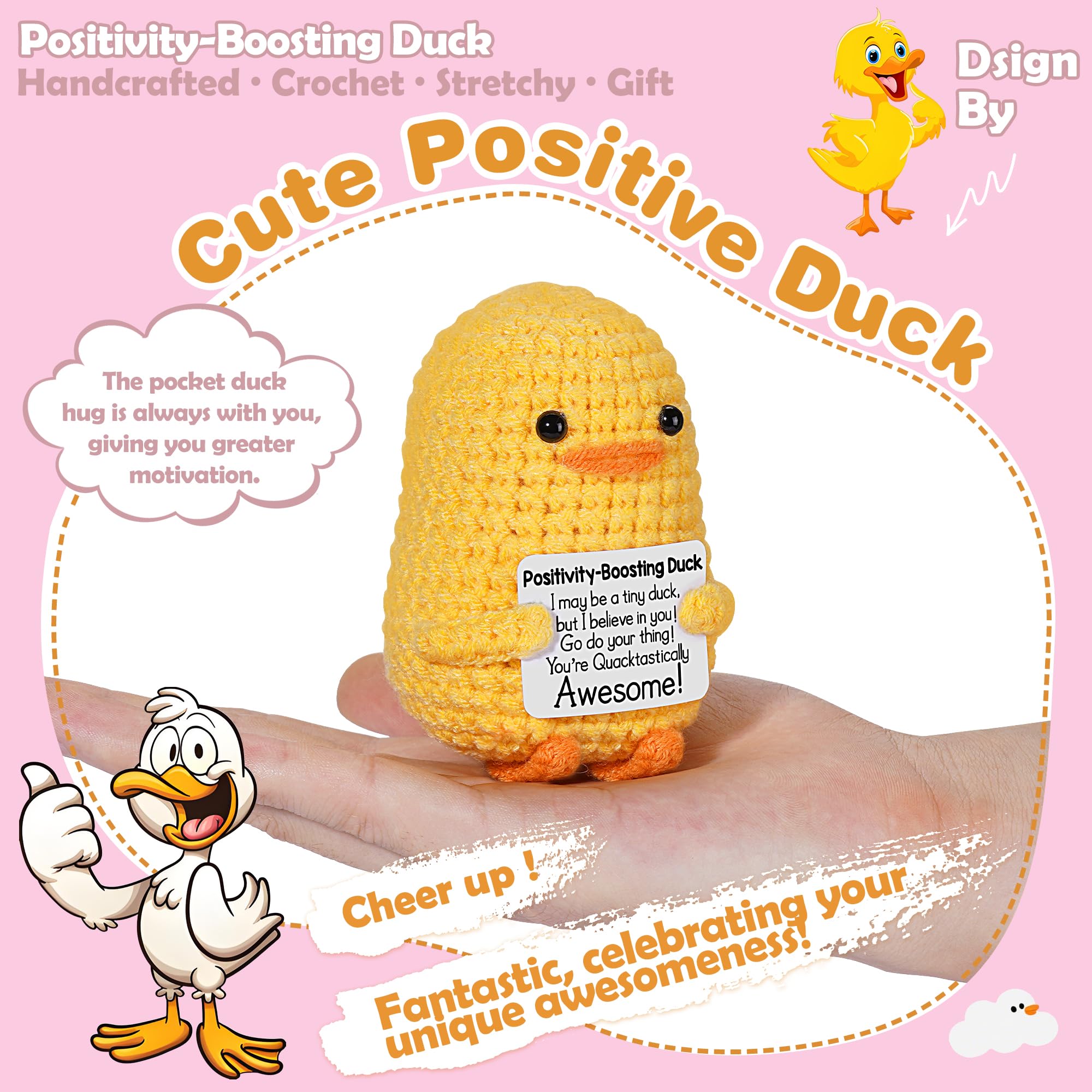 RoomyRoc Handmade Crochet Duck highlights soft yarn texture for comforting touch.
