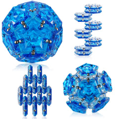 RoomyRoc Magnetic Fidget Sphere: crystal blue, pentagon magnets, sparks focus and creative play.