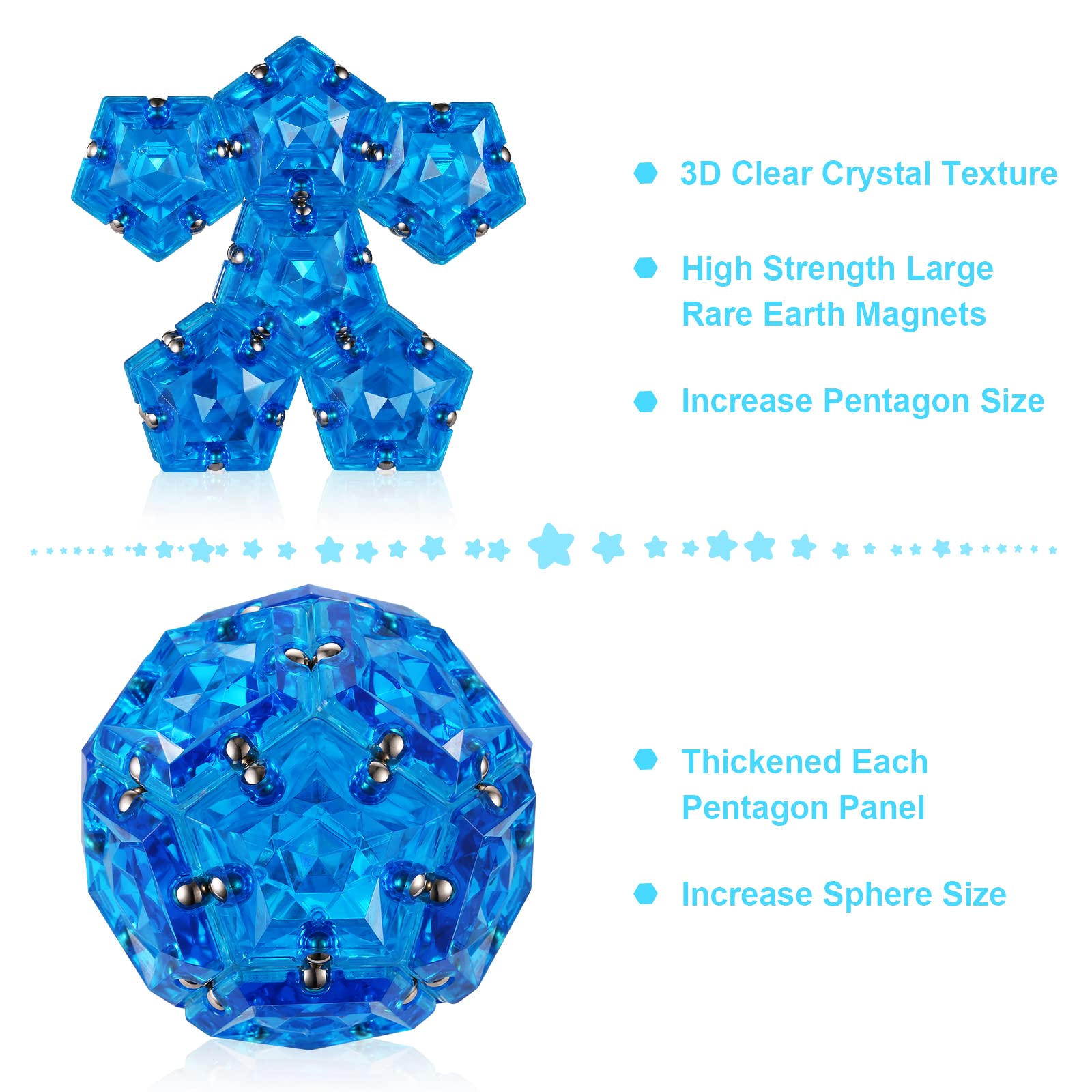 RoomyRoc magnets sculpture puzzle in crystal blue promotes mental agility and hands-on play.