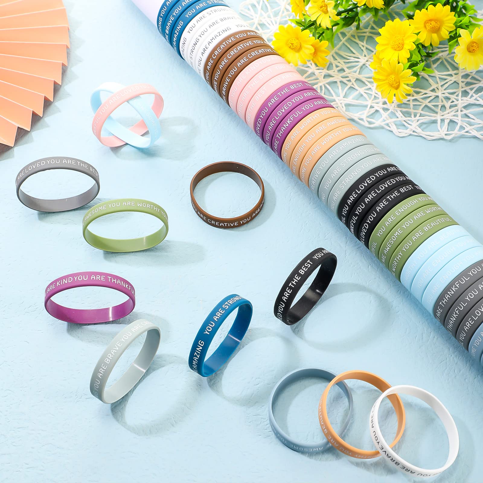 Vibrant 12-color set from Roowest with motivating messages.