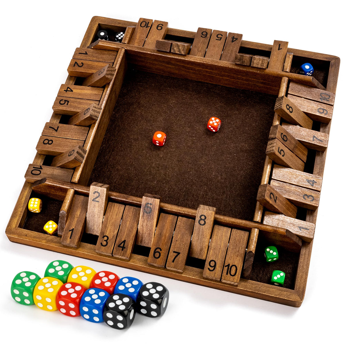 Ropoda 14-inch 4-way Shut the Box board with large surface for easy play