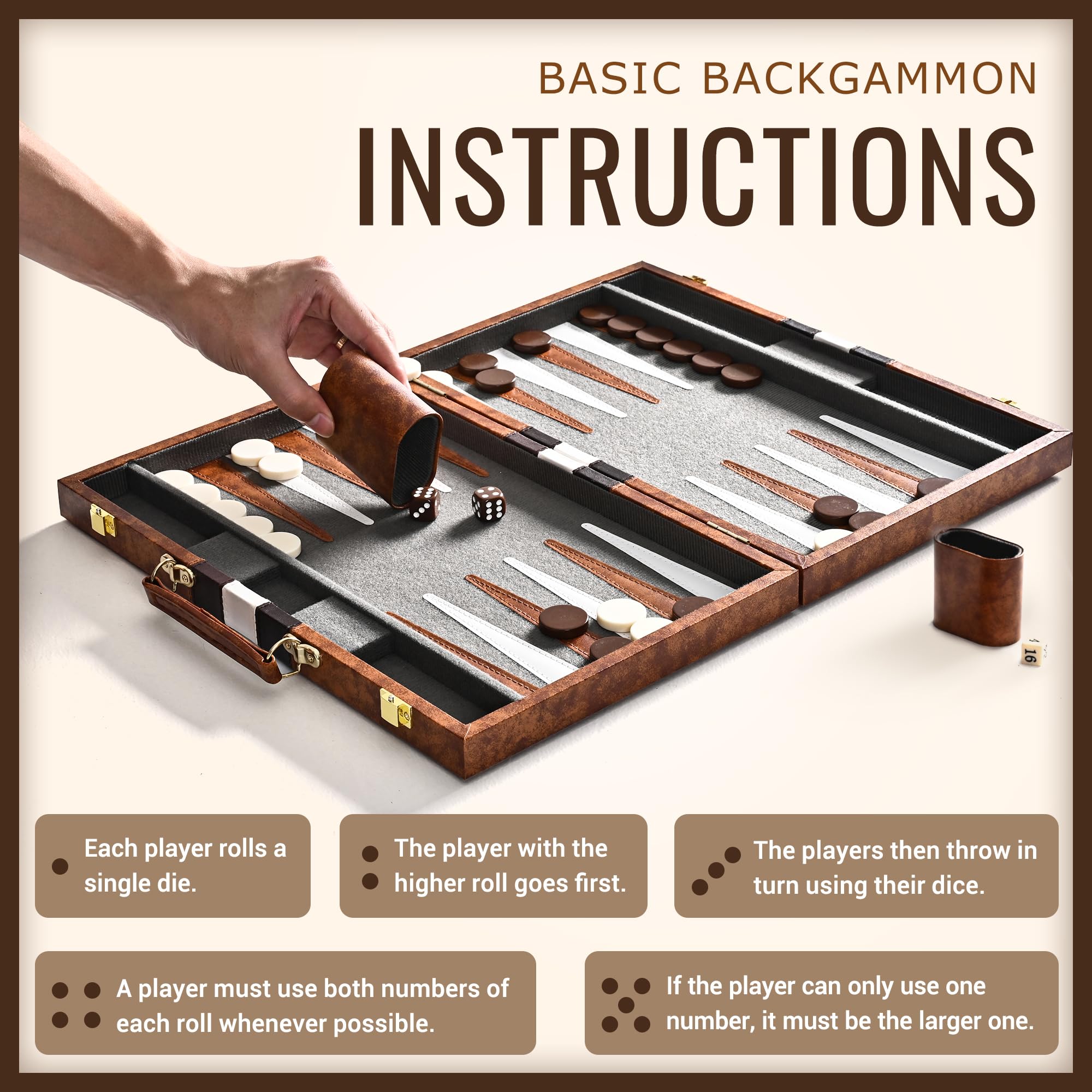 Ropoda backgammon set ready for holidays and gatherings.