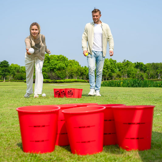 ROPODA Giant Yard Pong green XL buckets ready for large outdoor games and group play.