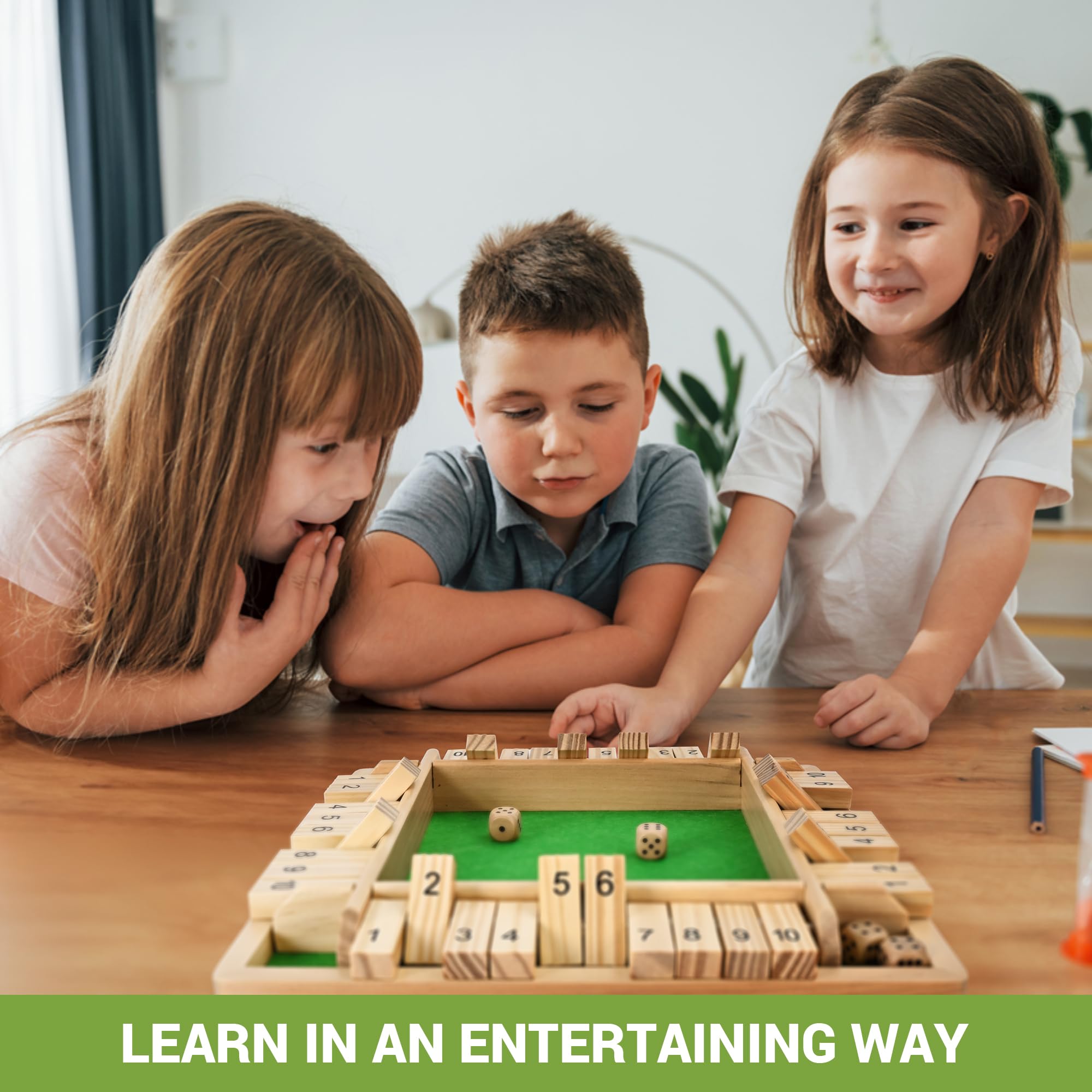 Ropoda shut the box 4-player game play captures social interaction and light competition for friends.