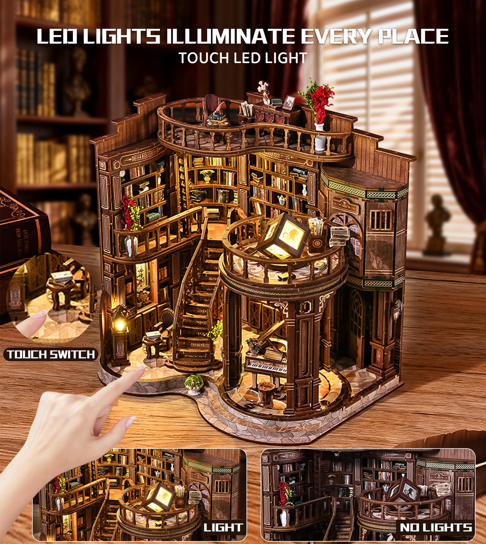 Roroom Dreamy Book Hall miniature bookshelves perfect for desk decor.
