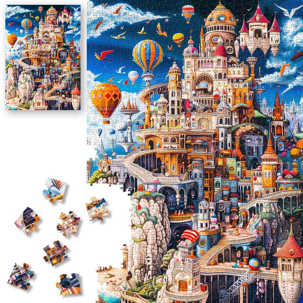 ROSE RAIN Premium 1000-piece puzzle—castle towers for immersive focus and mindful play.