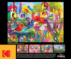RoseArt Kodak Premium Bird Bath Garden puzzle poster included for quick planning