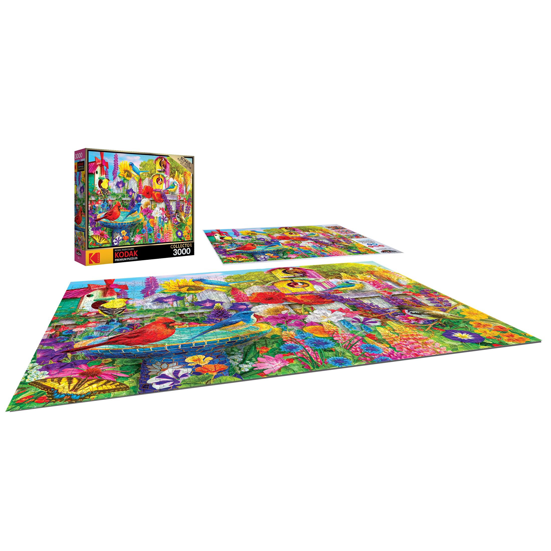 RoseArt Kodak Premium Bird Bath Garden puzzle sunlit scene highlighting detail and color