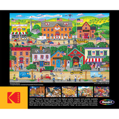 RoseArt Kodak Premium Hometown Heroes puzzle color-rich cityscape brightens any room.