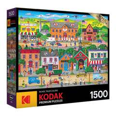 RoseArt Kodak Premium Hometown Heroes puzzle scene displays fine details for focused assembly.