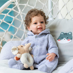 ROSHUAN Reborn Baby Boy 22in curly hair and bright eyes for engagement.
