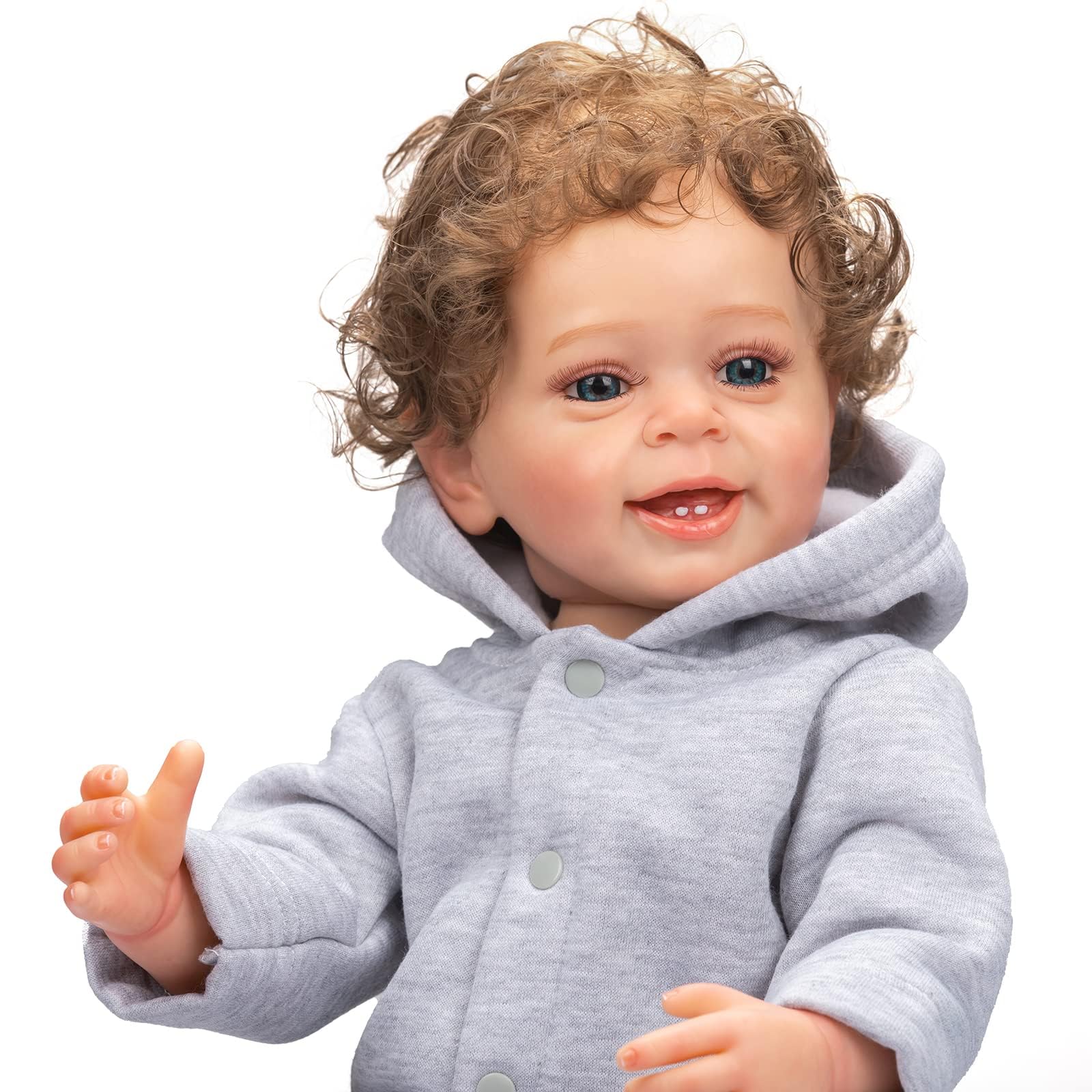 ROSHUAN Reborn Baby Boy 22in hand-painted skin details for lifelike expression.
